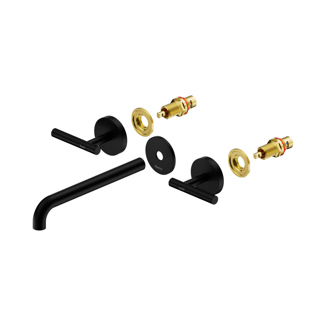 Nero Mecca Lever Wall Basin/Bath Set 220Mm Spout Trim Kits Only Matte Black