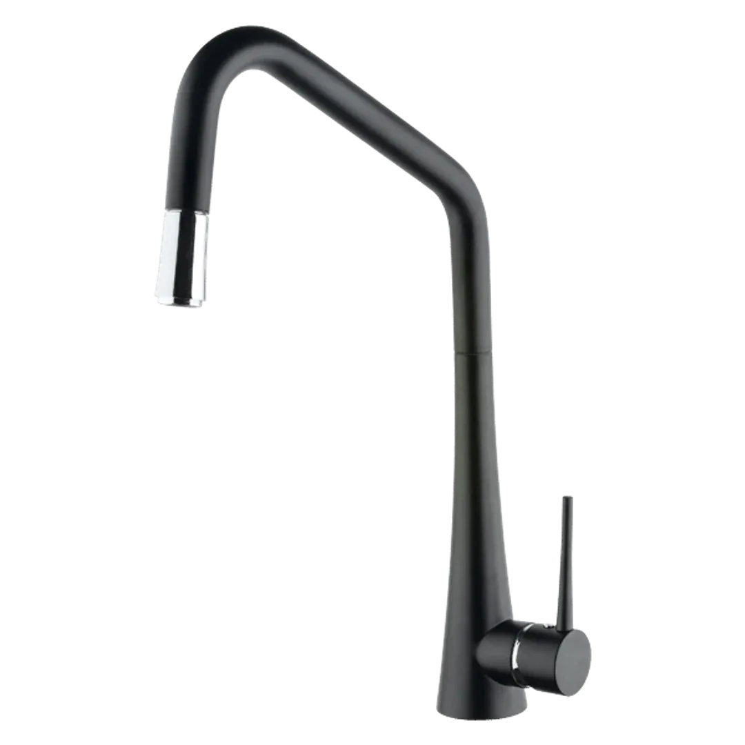 Abey Armando Vicario Tink Side Lever Pull Out Sink Mixer Black - Burdens Plumbing