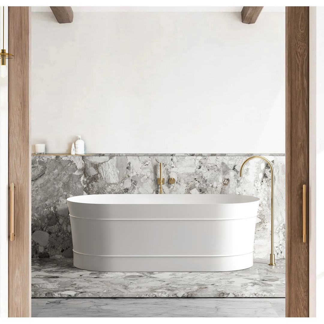 Otti Attica Bondi Bath Matt White No Overflow & No Waste Included 1500mm