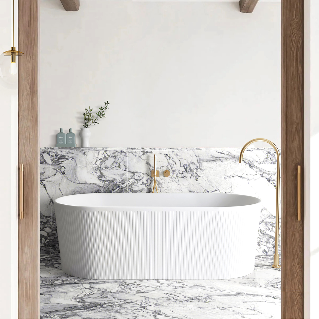 Otti Attica Noosa Bath Matt White No Overflow & No Waste Included 1500mm
