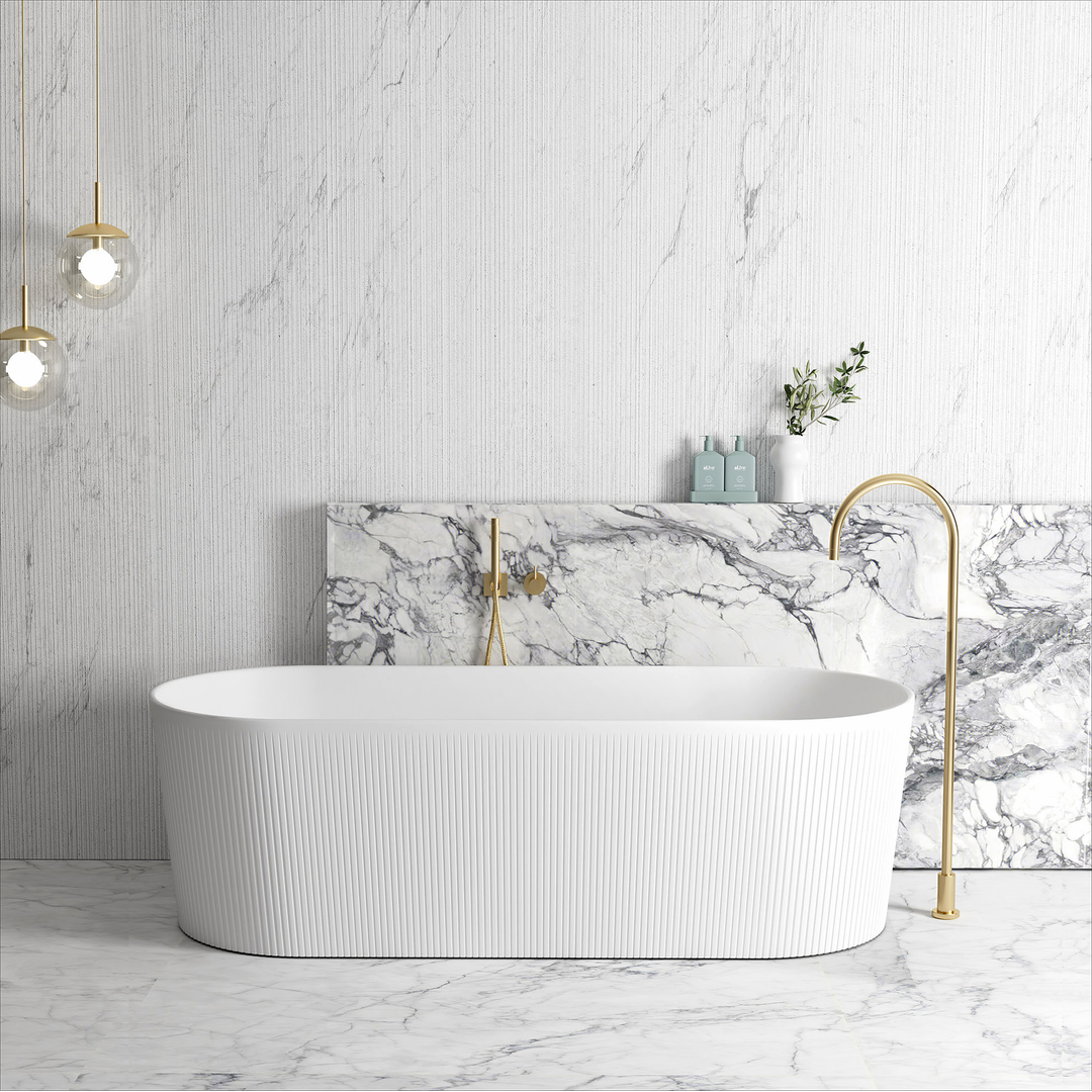 Otti Attica Noosa Bath Matt White No Overflow & No Waste Included 1700mm