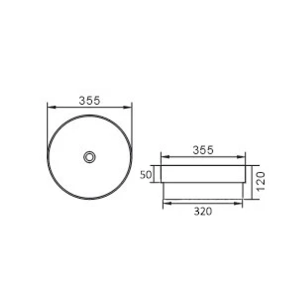 Otti Artis O'35Insert Super Slim Basin Gloss White No Overflow Nth Size: 355X355X120