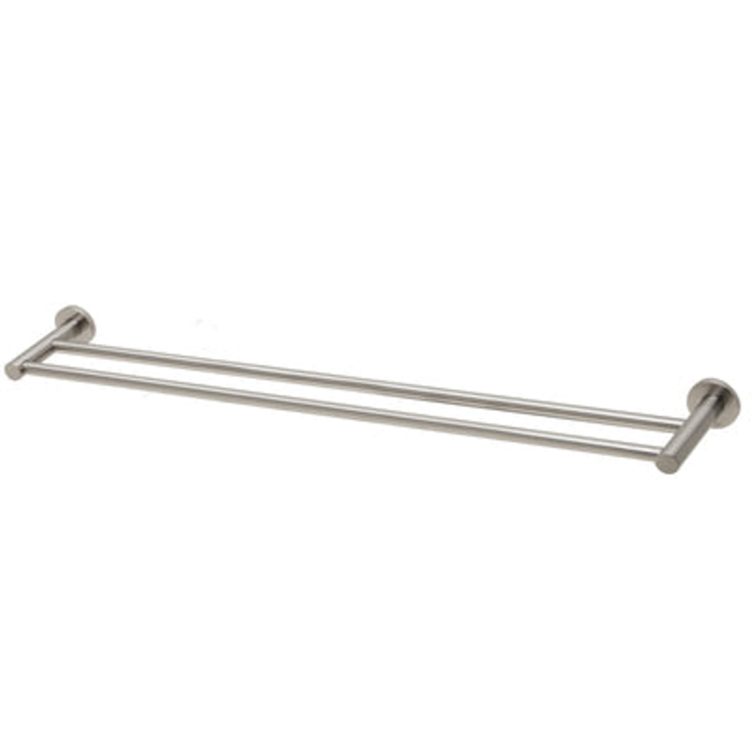 Phoenix RadII Double Towel Rail 800mm Round Plate Brushed Nickel Ra812 Bn