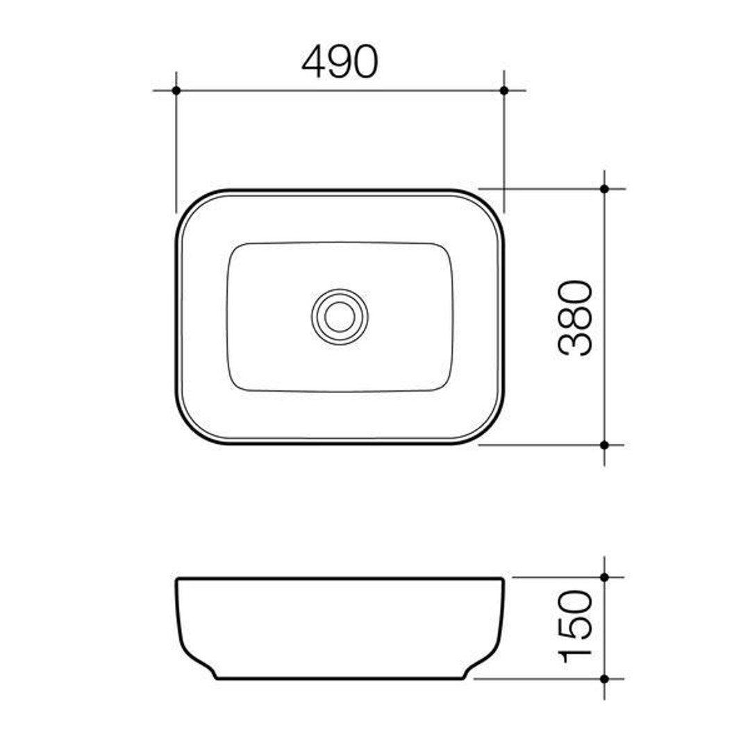 Caroma Artisan Above Counter Basin Rectangle 490mm