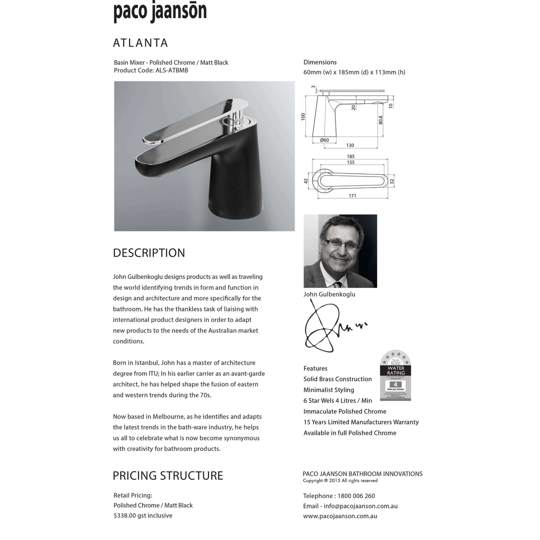 Paco Jaanson Atlanta Basin Mixer Black/Chrome