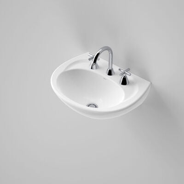 Caroma Concorde 500 Wall Basin White 3 Tap Hole