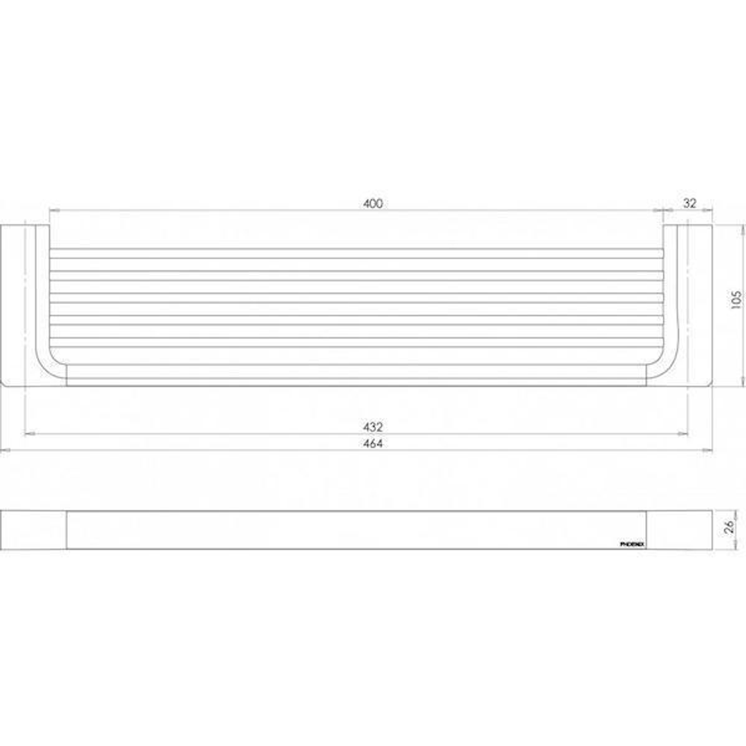 Phoenix Gloss Shower Shelf-Chrome 465mm