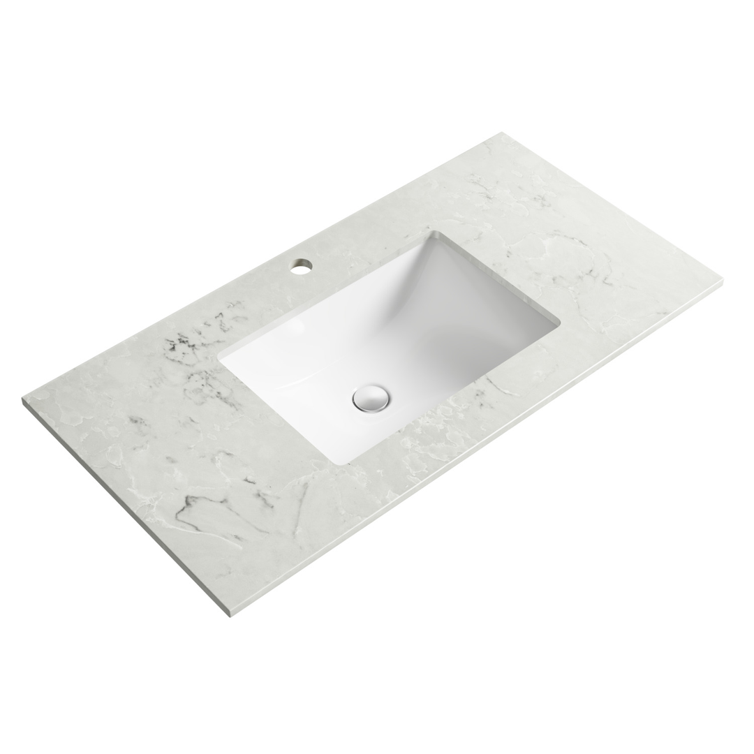 Aulic Alpine 600 Solid Surface Stone Top With Undermount Basin 600X460Mm Top Only