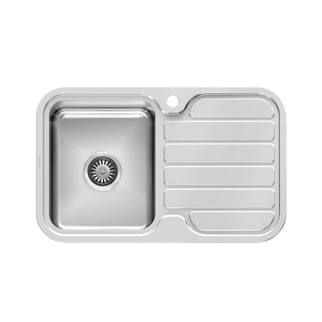 Phoenix 1000 Series Single L/H Bowl Sink W/-Drainer W/-Hole
