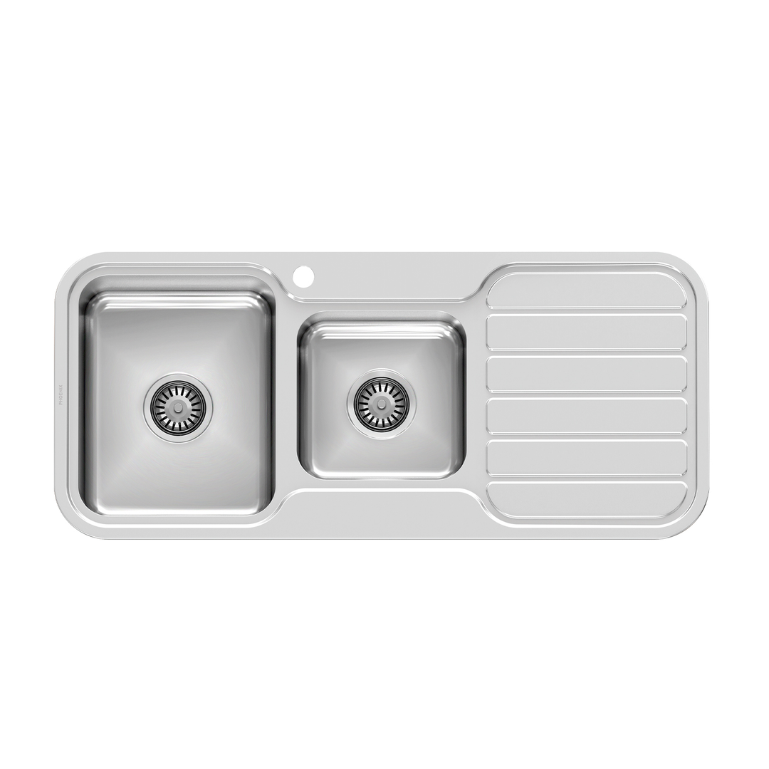 Phoenix 1000 Series Single L/H Bowl Sink W/-Drainer W/-Hole