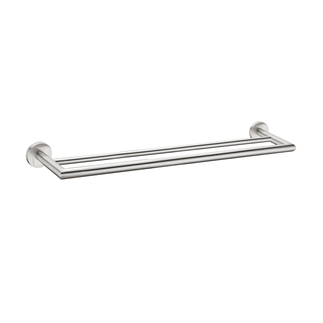 Nero Dolce 700Mm Double Towel Rail Brushed Nickel