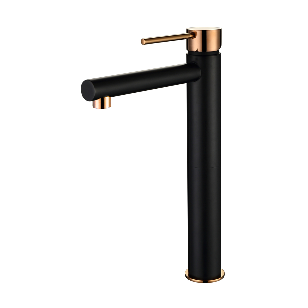 Otti Roul Tall Basin Mixer Matte Black & Rose Gold