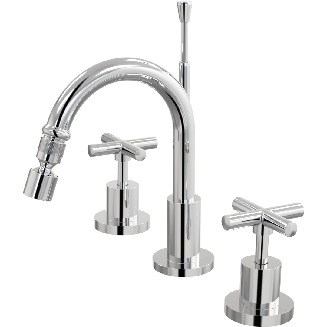 Par Tap Portsea Hob Bidet Set - 130mm - Chrome