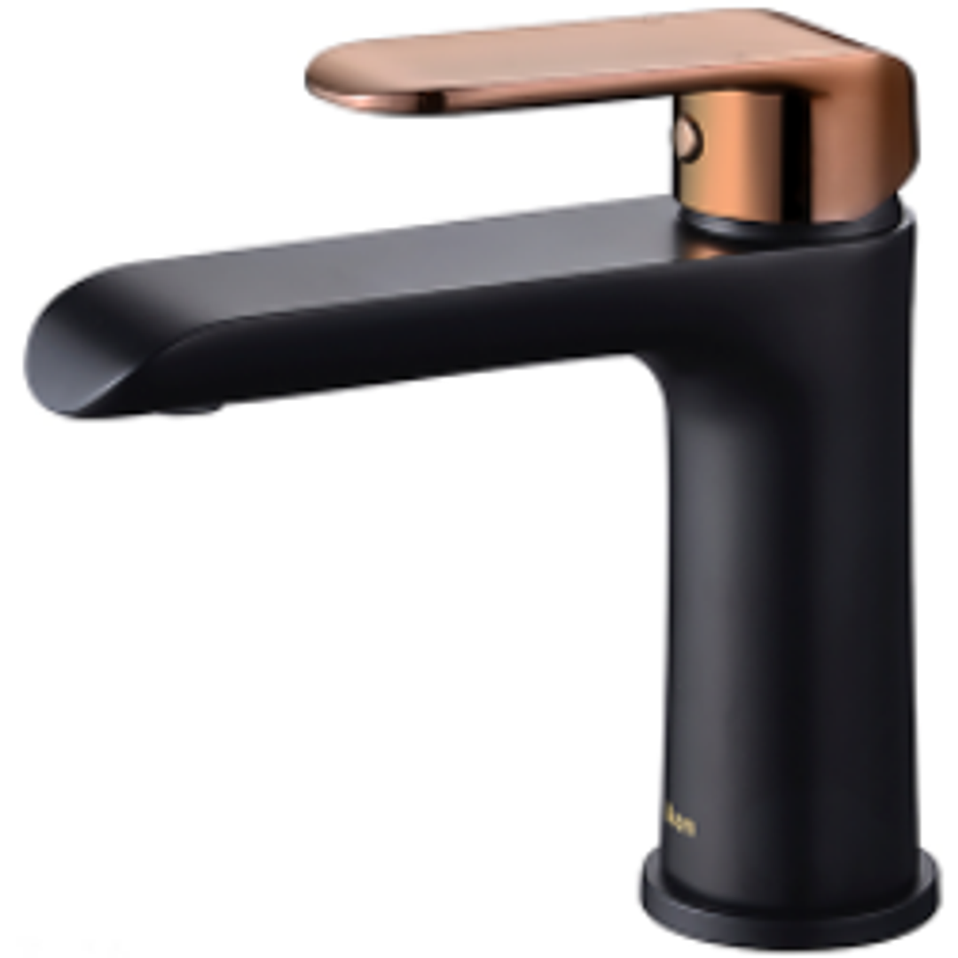 Bella Vista Kara Basin Mixer Matte Black And Rose Gold