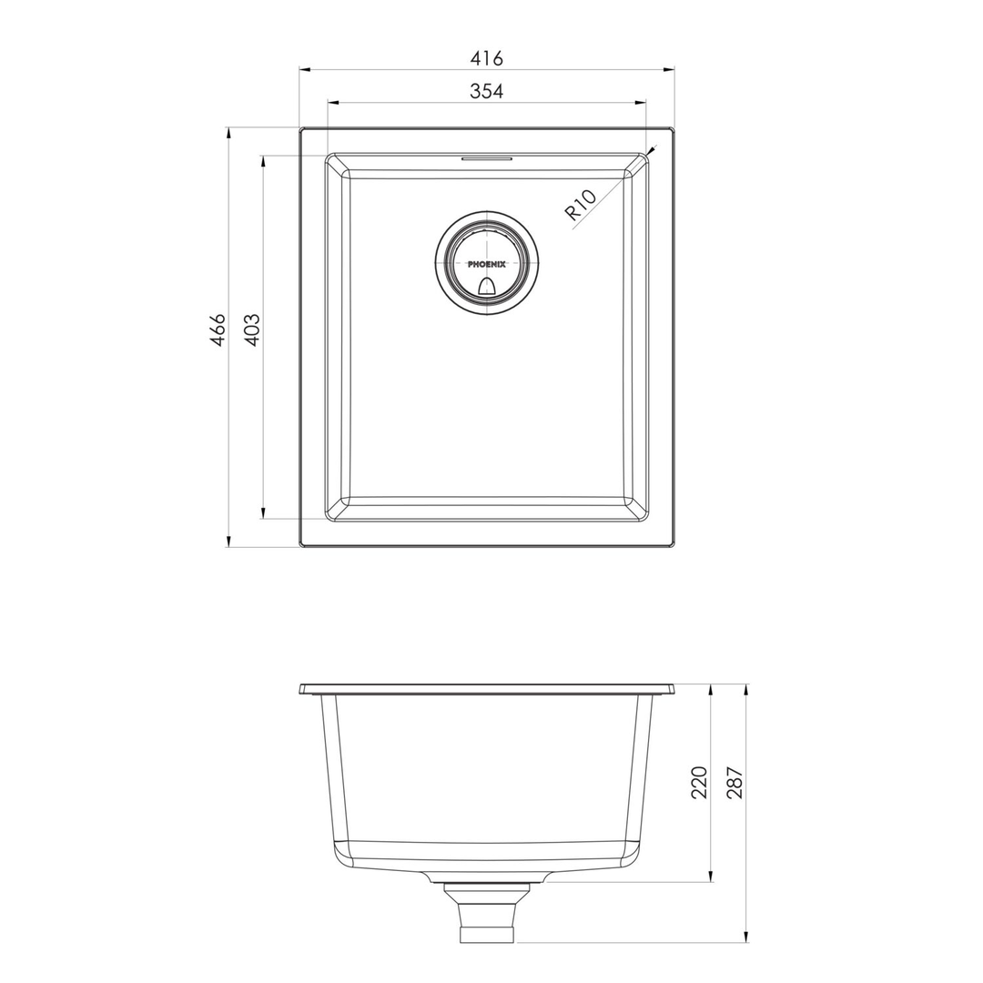Phoenix 5000 Series Single Bowl Under / Over Sink Matte White
