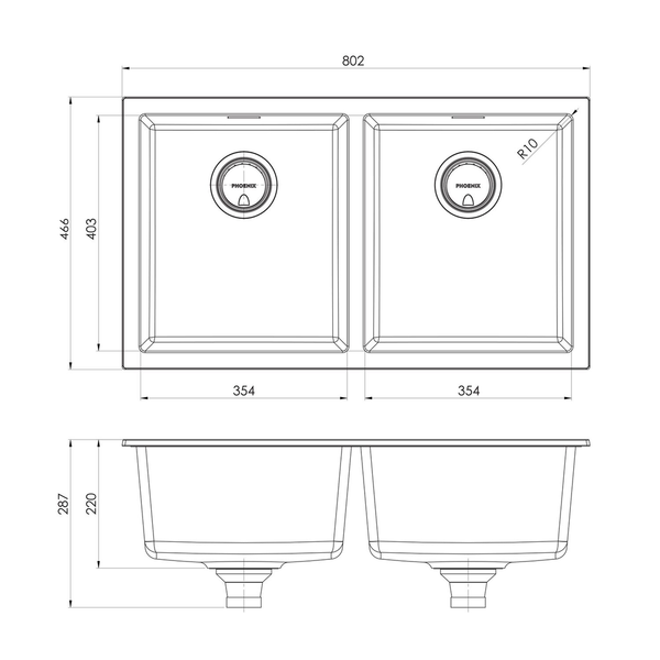 Phoenix Sink Package 1 Matte Black Sink & Stainless Steel Mixer 312-2029-51