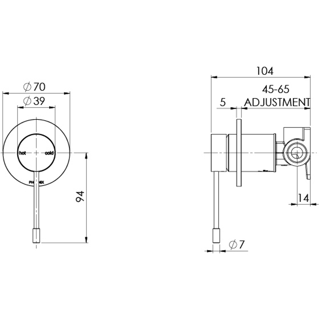 Phoenix Vivid Slimline Ss 316 Shower / Wall Mixer - Stainless Steel