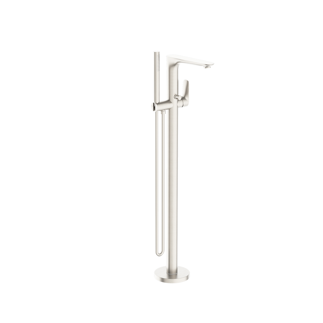 Nero Bianca Floor Standing Bath Mixer Brushed Nickel