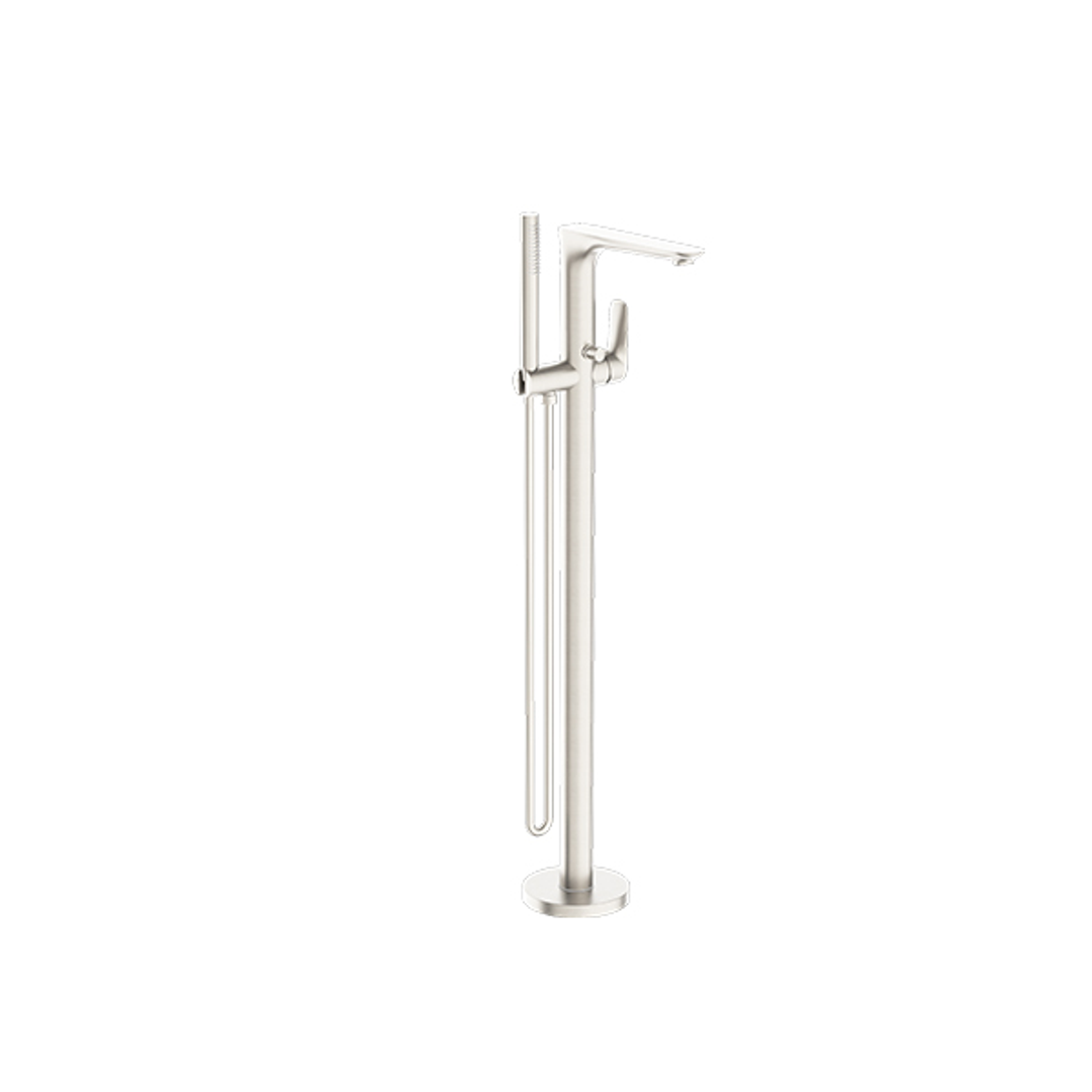 Nero Bianca Floor Standing Bath Mixer Brushed Nickel