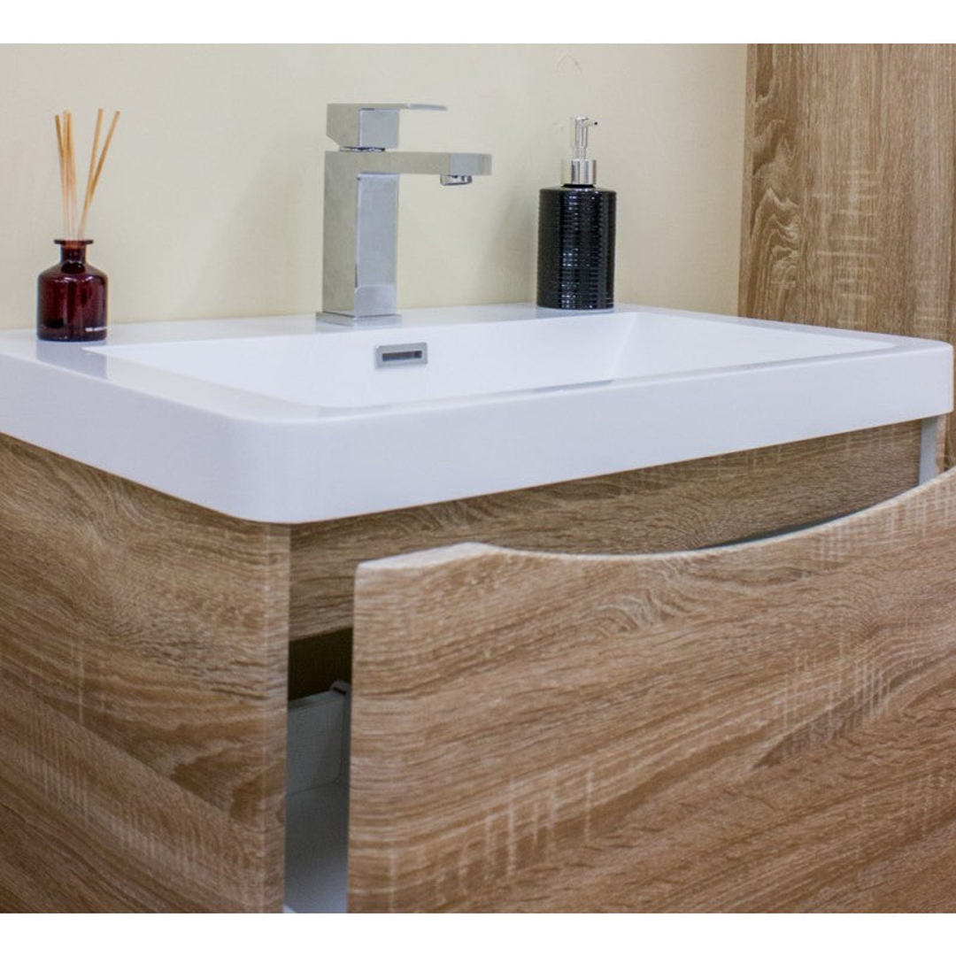 Belbagno Ancona 600mm Wall Hung Vanity White Oak 600 X 420 X 450