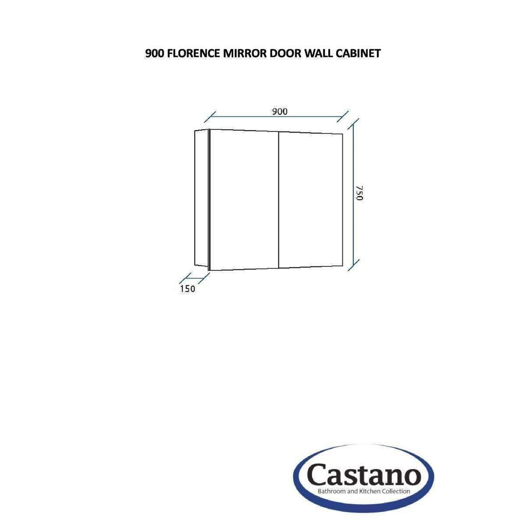 Castano Florence 900mm Mirrored Wall Cabinet White