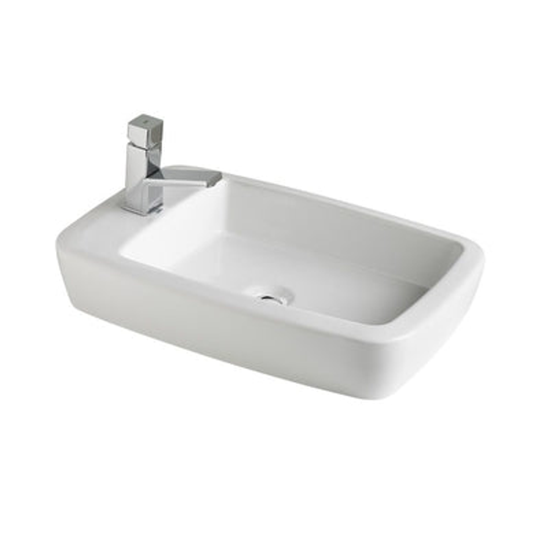 Gala Eos Above Counter Basin with Popup Waste 1 Tap Hole White 34026