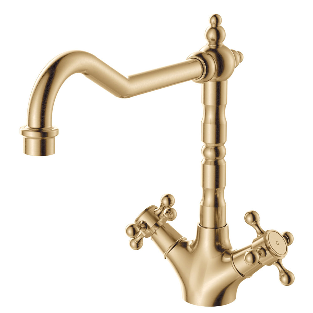 FIENZA LILLIAN SHEPHERDS CROOK KITCHEN SINK MIXER URBAN BRASS