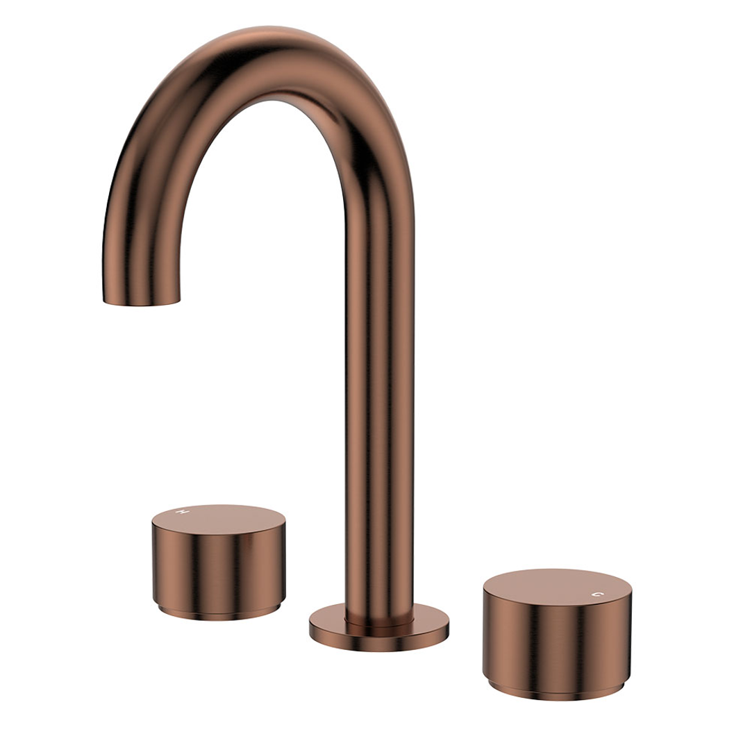 Fienza Kaya Round Hob Set Round Taps Brushed Copper Lf