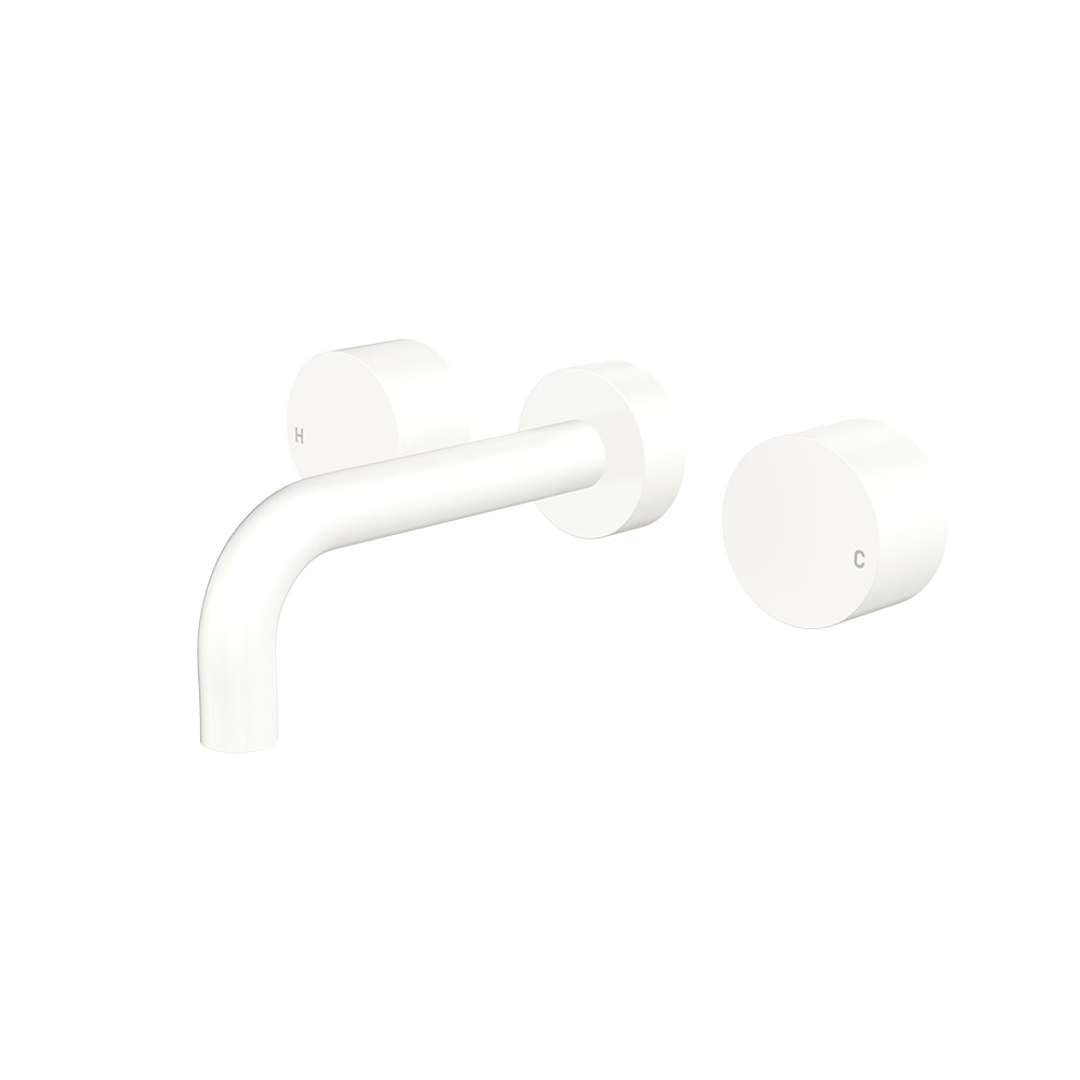 Fienza Kaya Matte White Round Taps Wall Basin /Bath 130Mm Outlet Set Lf
