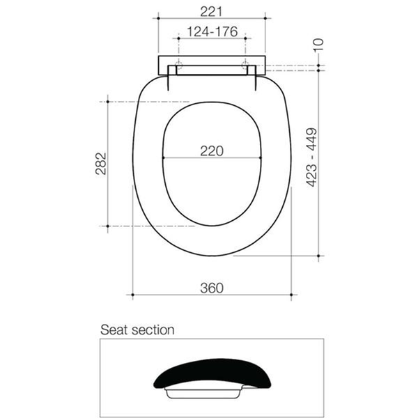 Caroma Profile Soft Close Seat Plastic Hinge Plate White