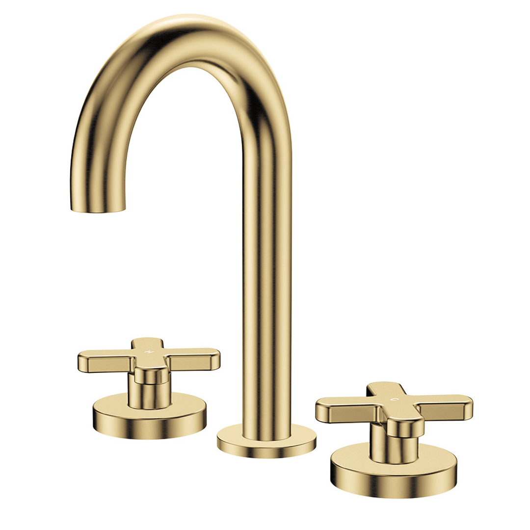 Fienza Kaya Round Hob Set Cross Taps Urban Brass