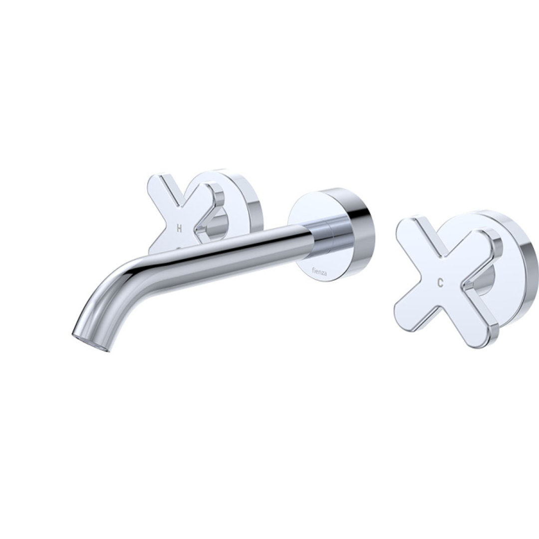 Fienza Kaya Wall Set Cross Taps 180Mm Chrome
