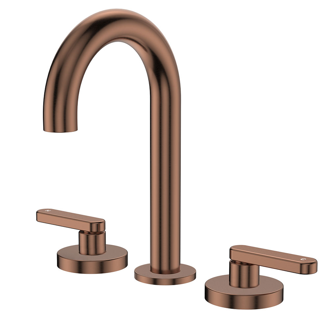 Fienza Kaya Round Hob Set Lever Taps Brushed Copper