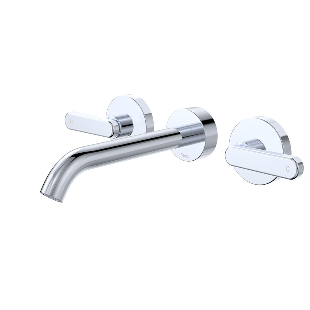 Fienza Kaya Chrome Lever Taps Wall Basin /Bath 180Mm Outlet Set Lf