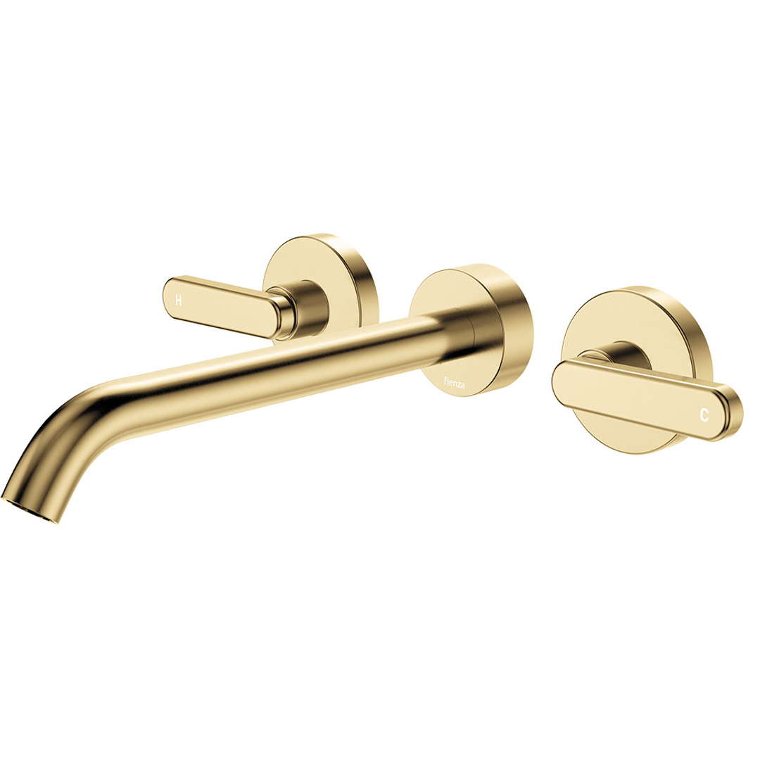 Fienza Kaya Urban Brass Lever Taps Wall Basin /Bath 220Mm Outlet Set Lf