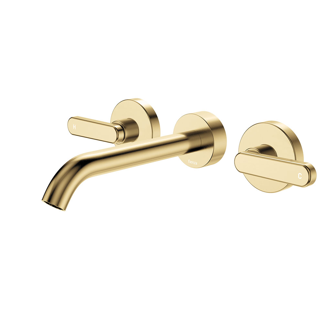 Fienza Kaya Urban Brass Lever Taps Wall Basin /Bath 180Mm Outlet Set Lf