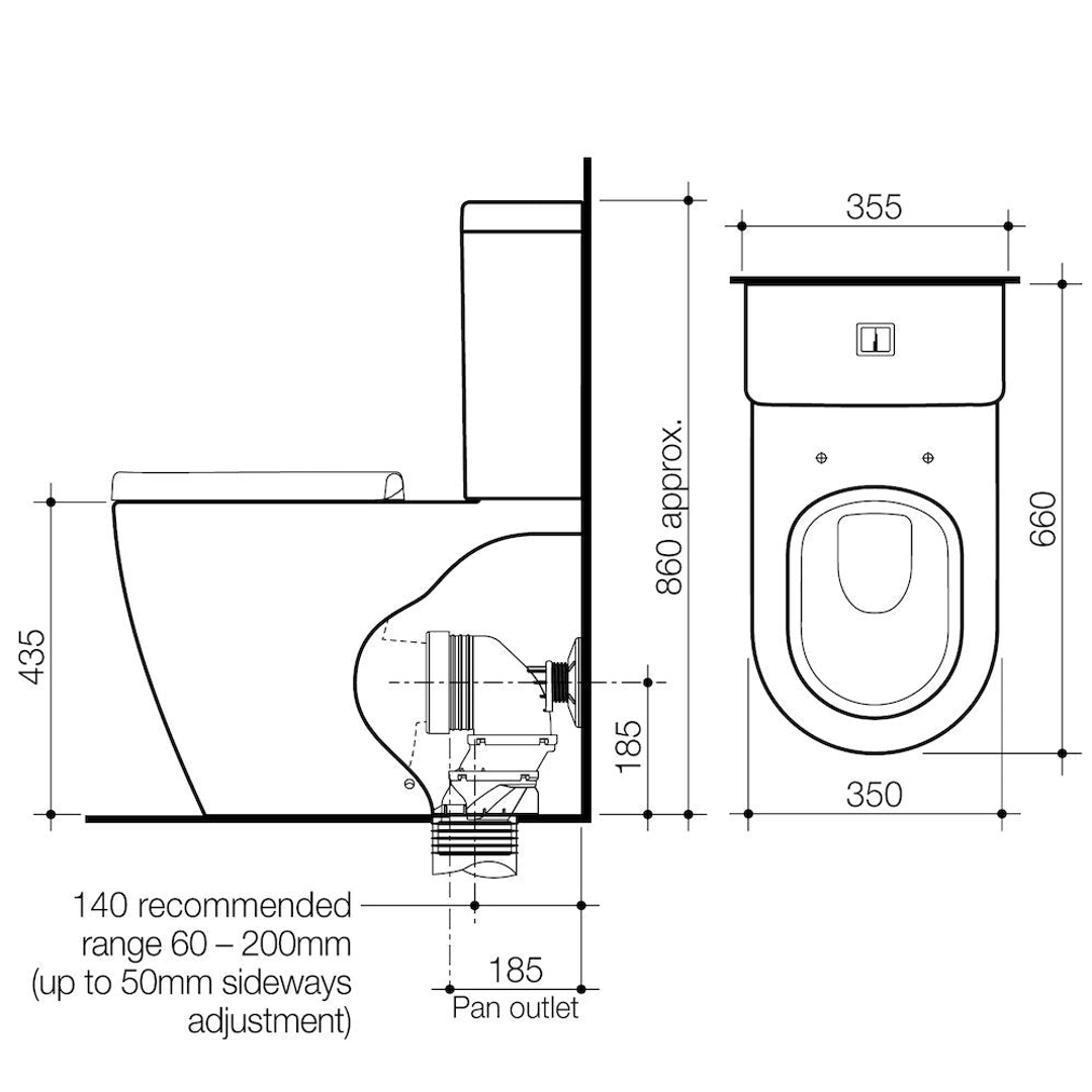 CAROMA URBANE WALL FACED BOTTOM INLET T/SUITE WHT **REQ-PAN CISTERN SEAT**