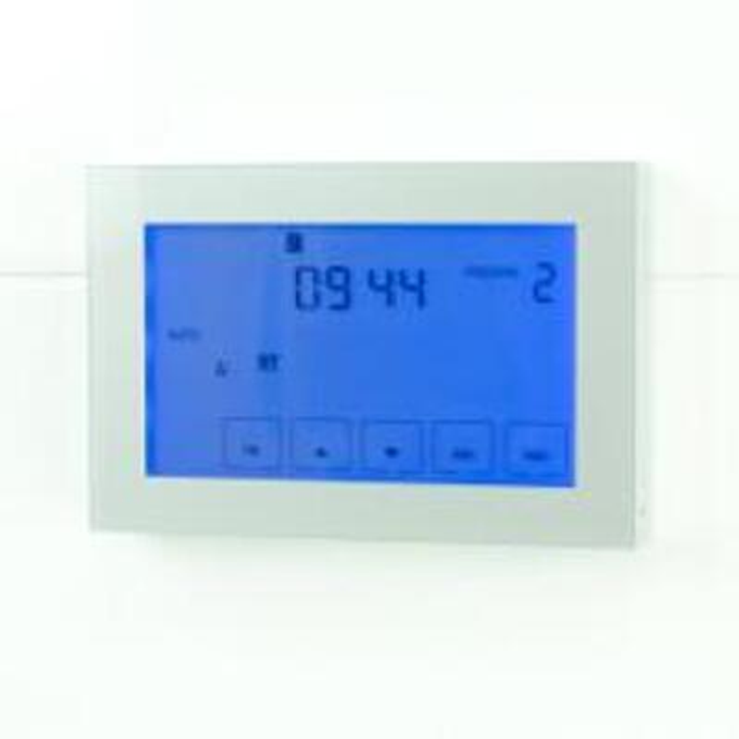 Radiant Glass Fronted Horizontal Dual Purpose Thermostat & Timer Switch Silver Gtss-Dual-H