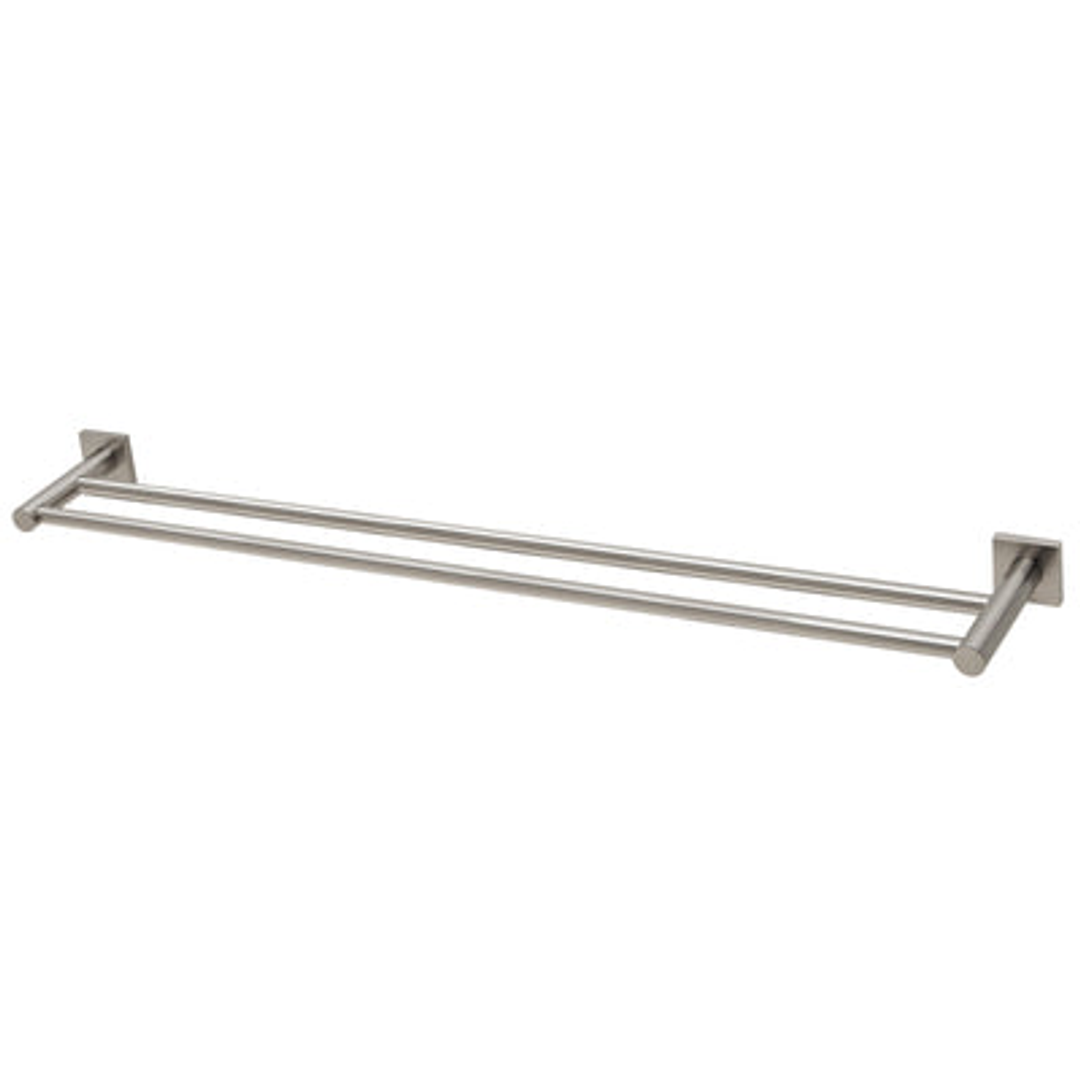 Phoenix RadII Double Towel Rail 800mm Square Plate Brushed Nickel Rs812 Bn