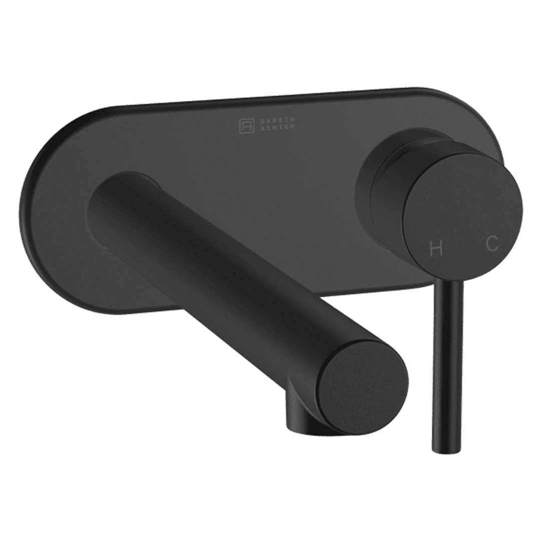 Abey Gareth Ashton Lucia Wall Basin Mixer Set On Plate Blk