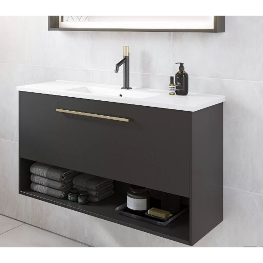 TIMBERLINE KARLIE VANITY 600MM CENTRE BOWL URBAN TOP WALL HUNG