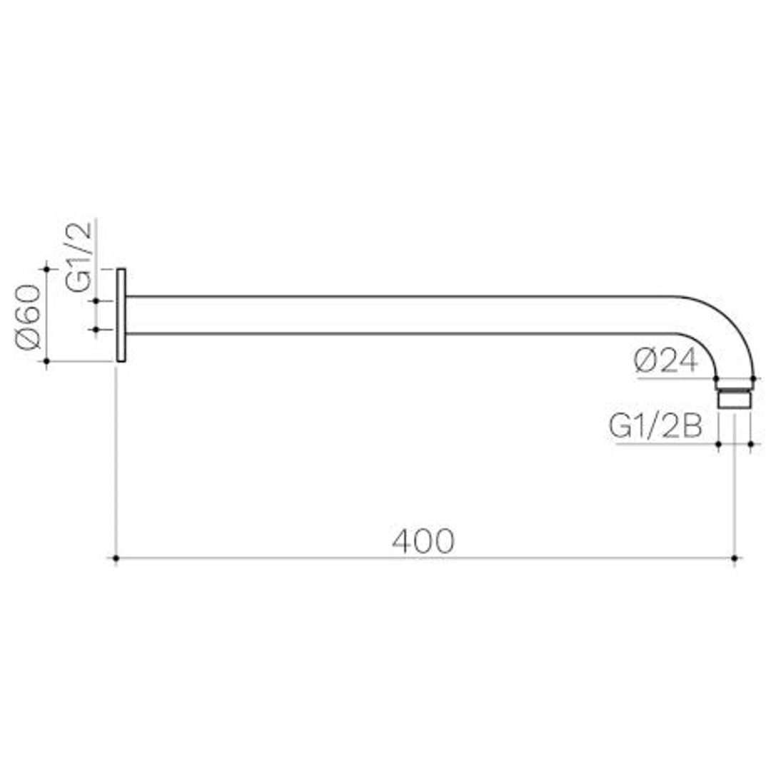 Clark Right Angled Wall Arm 400mm - Chrome