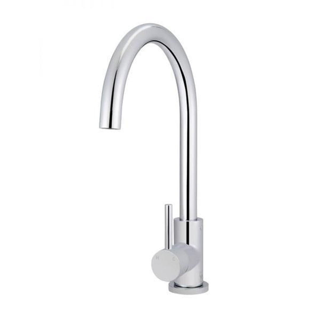 Meir Round Gooseneck Kitchen Mixer Tap Polished Chrome
