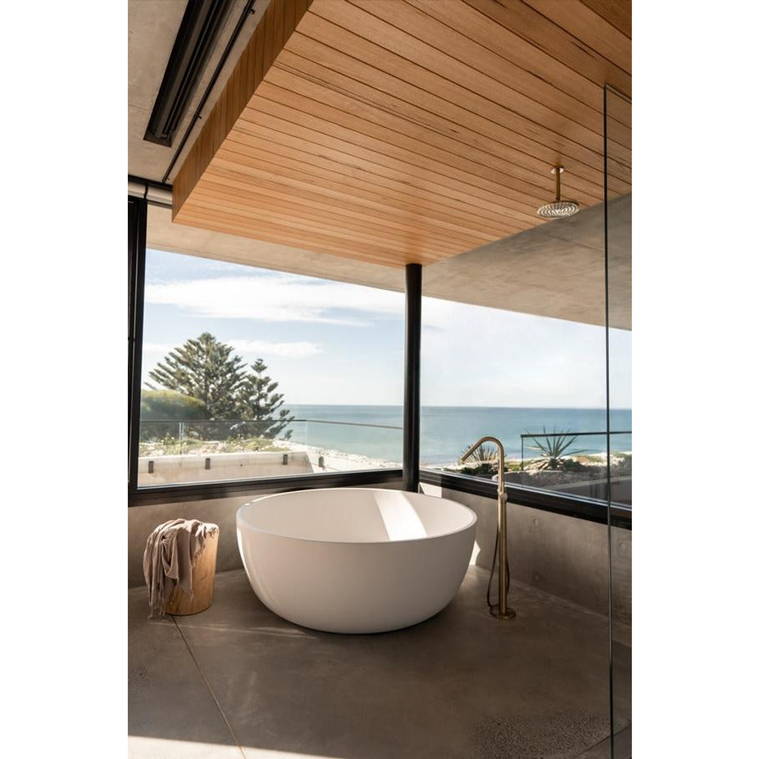 Meir Freestanding Round Bath Mixer With Hand Spray - Tiger Bronze