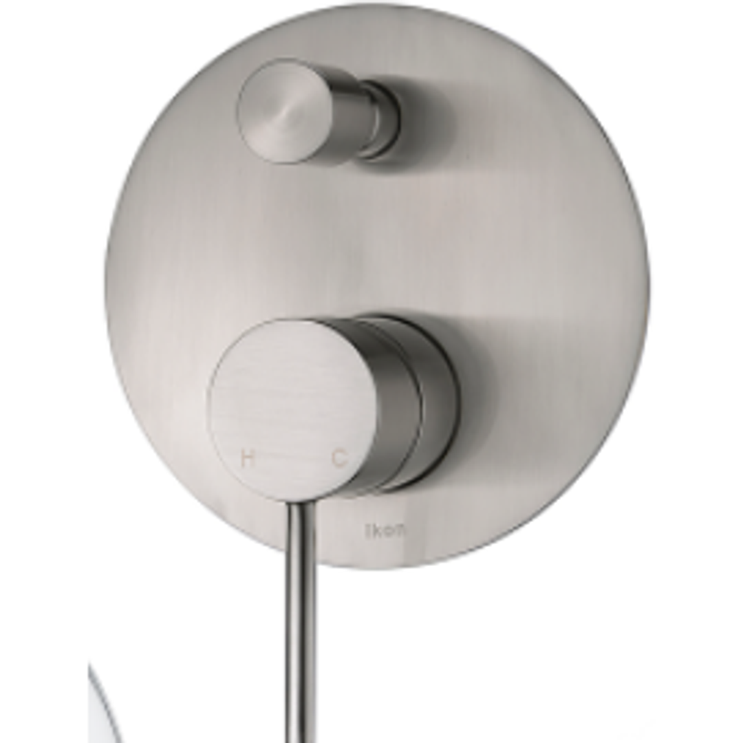 Bella Vista Ikon Hali Wall Mixer With Diverter Brushed Nickel