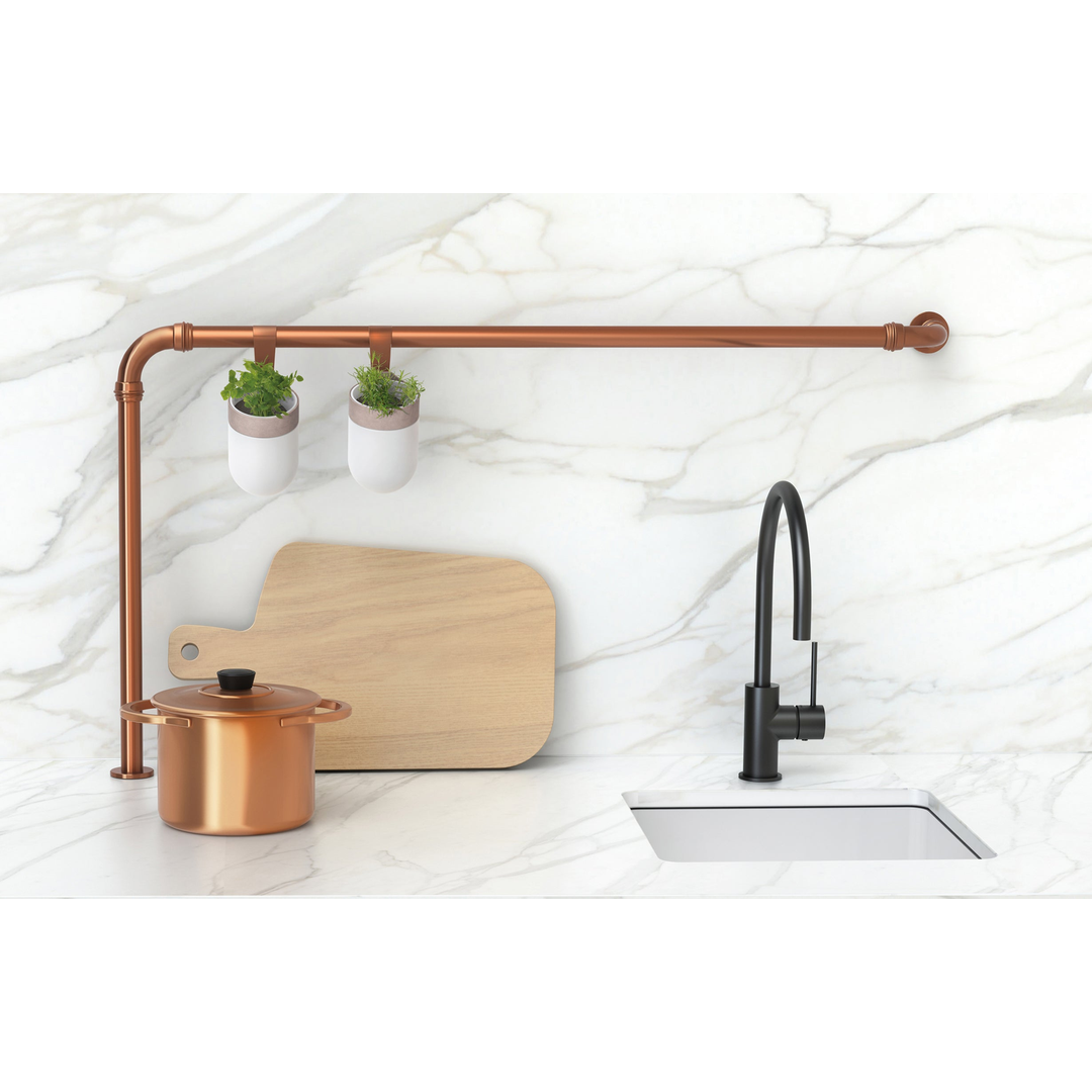 Phoenix Vivid Slimline Side Lever Sink Mixer 220mm Gooseneck-Matte Black