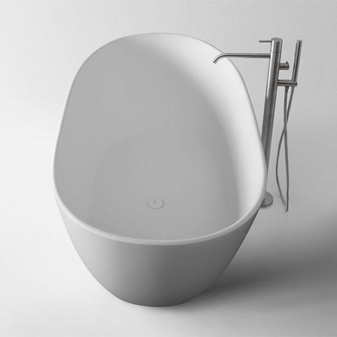 Kaskade Impro Cast Stone Freestanding Bath Matt White 1638mm