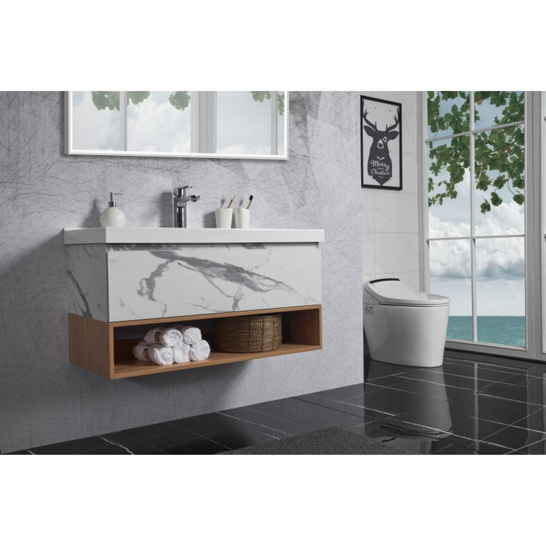 Belbagno Zero 1000mm Wall Hung Vanity Callacatta White Oak Zer-10