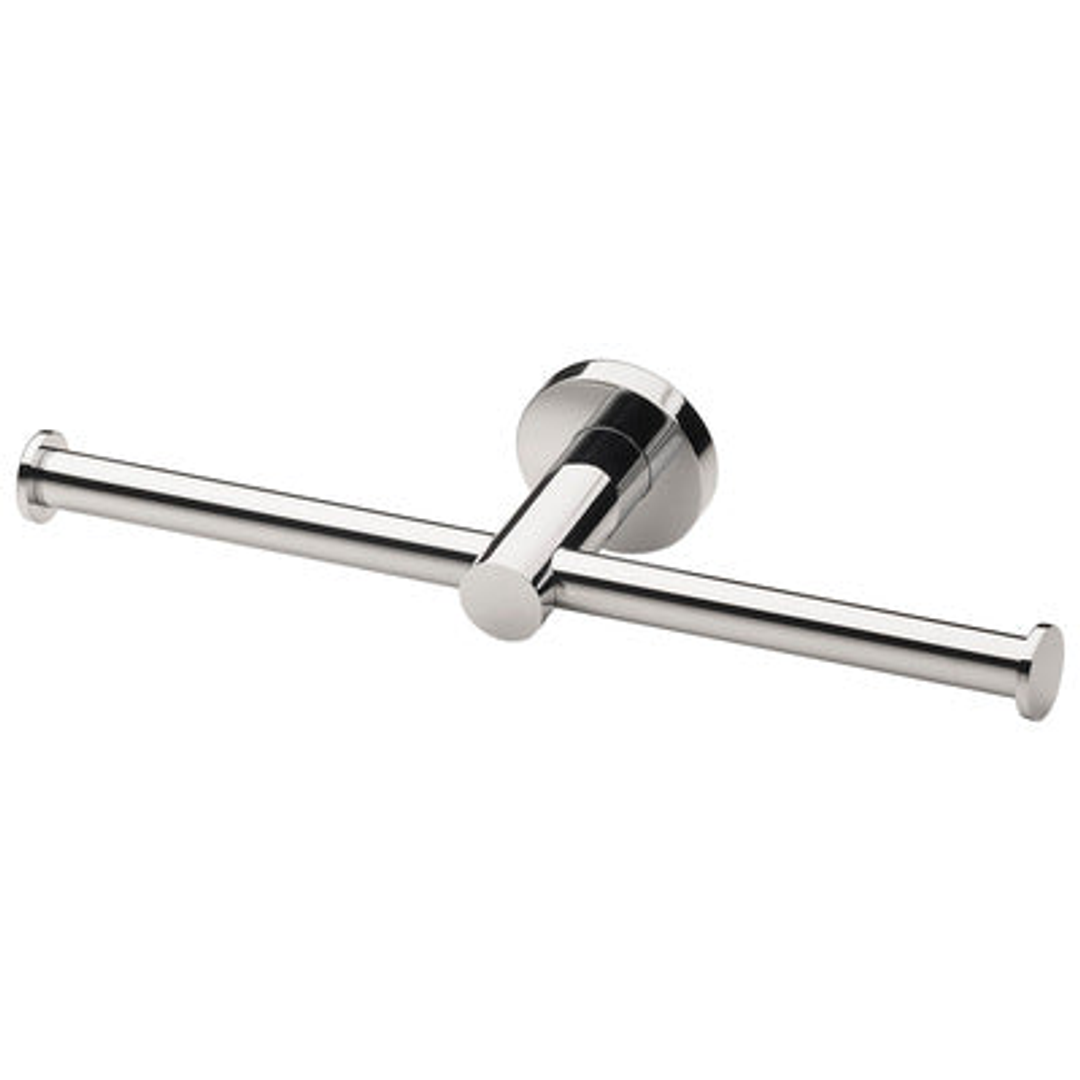Phoenix Radii Double Toilet Roll Holder Round Plate - Chrome