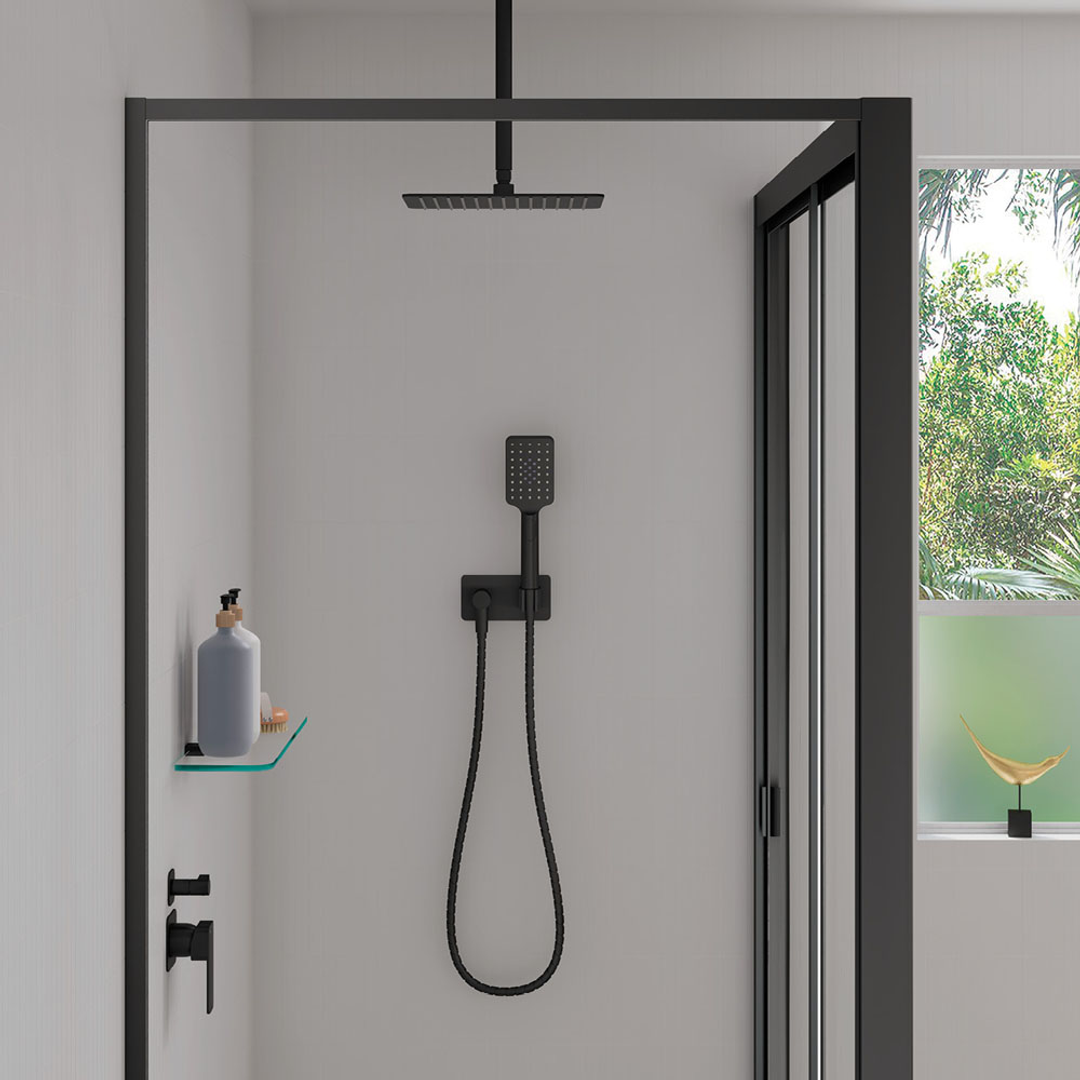 Fienza Tono Hand Shower Soft Square Plate Matte Black